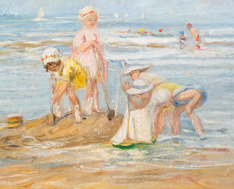 Schilderij strand 1900 Zoetelief Tromp