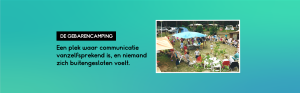 Tekst: de gebarencamping, Een plek waar communicatie vanzelfsprekend is, en niemand zich buitengesloten voelt.