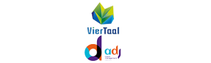 Logo's van viertaal en ADJ
